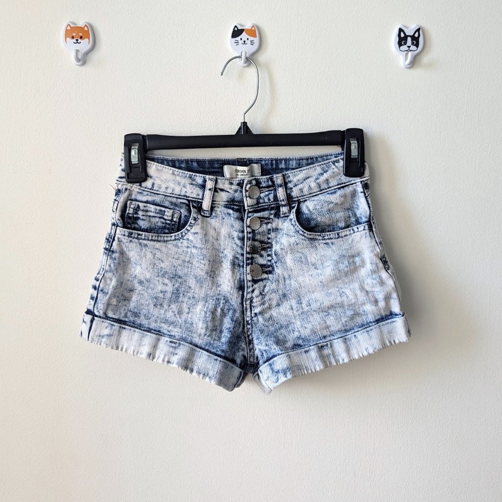Sz 24 F21 Midi Denim Shorts